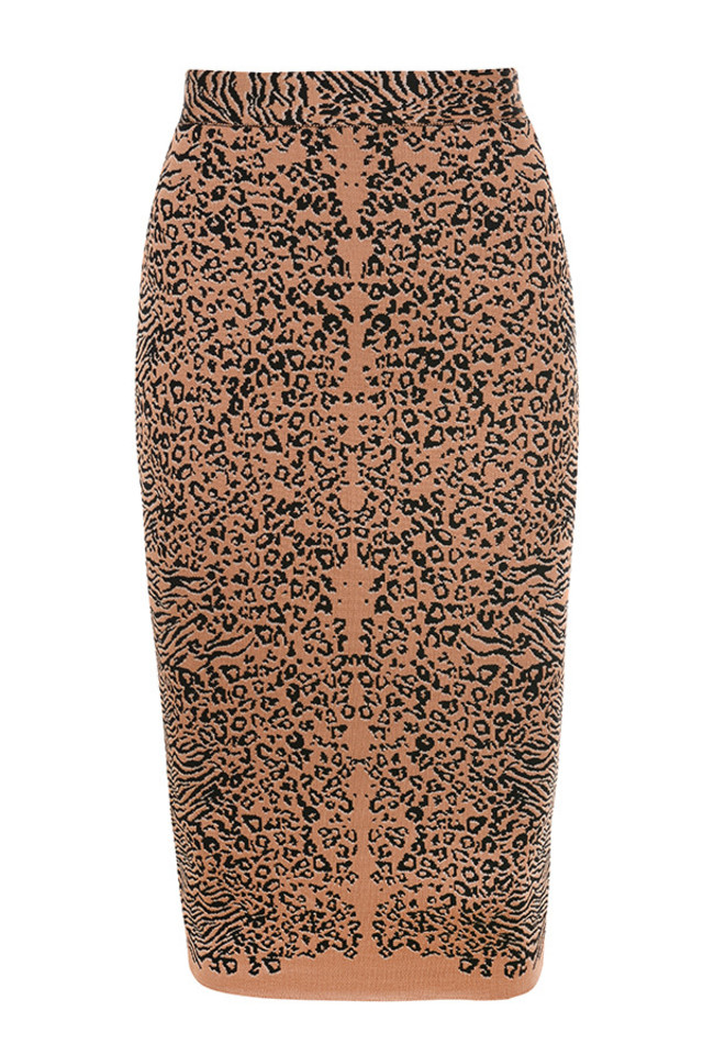 'Giannelli' Leopard Print Midi Length Bandage Skirt
